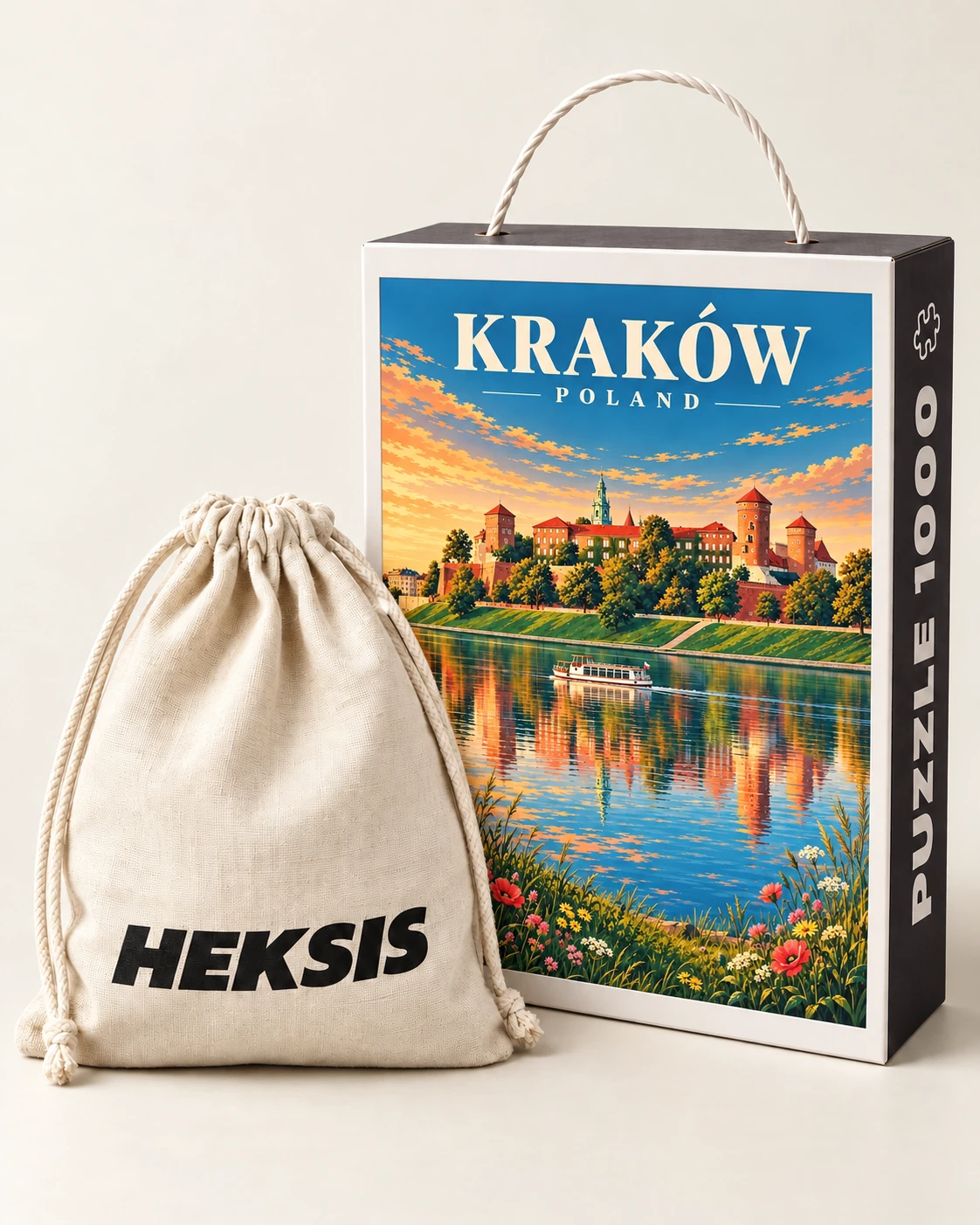 Krakov — Darčeková škatuľa s papierovým uchom a bavlnené vrecko v cene